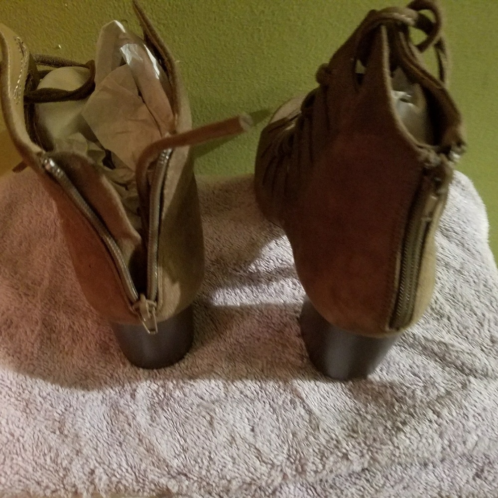 Suede lace-up sandals never been worn